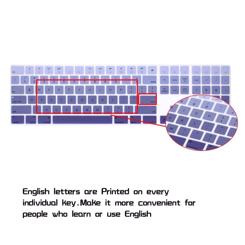 HRH Ombre Dark Purple Silicone Keyboard Cover Keypad Skin for Magic Keyboard with Numeric Keypad A1843 MQ052LL/A Released in 2017 (US Layout) - Image 2
